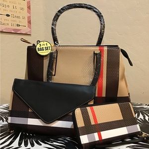 Multi-color 3-piece handbag